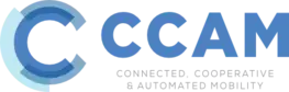 Abbildung des CCAM Logos mit dem Textzusatz Connected, Cooperative & Automated Mobility