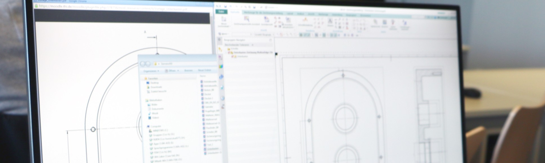 Bildschirm mit geöffnetem CAD Programm 