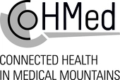 Abbildung des CoHMed Logos mit dem Schriftzug Connected Health in medical mountains darunter