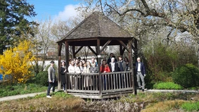 Group photo in a pavilion in a park