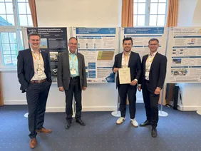 The InES team at the Future of Heat Symposium (from left to right): Lukas Müller, Prof. Dr.-Ing. Wilfried Zörner, Fabian Feuchter and Dr. Christoph Trinkl  