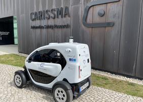 A car in front of a building