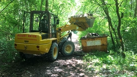 Excavator in a forest