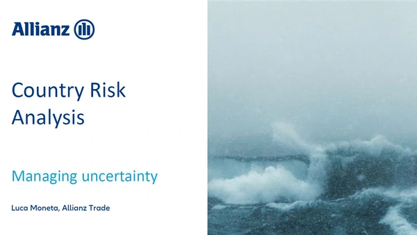 : You can see the cover page of the presentation with the logo and headline, next to it a stormy wave.