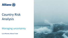 : You can see the cover page of the presentation with the logo and headline, next to it a stormy wave.