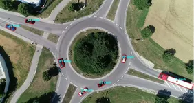 Abbildung: Objekterkennung und Schätzung der Fahrzeugdynamik mit Luftaufnahmen