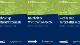 a collage of the book cover in green and blue