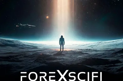 Futuristisches Ambiente, das einen Menschen zeigt, der in einem Lichtstrahl steht