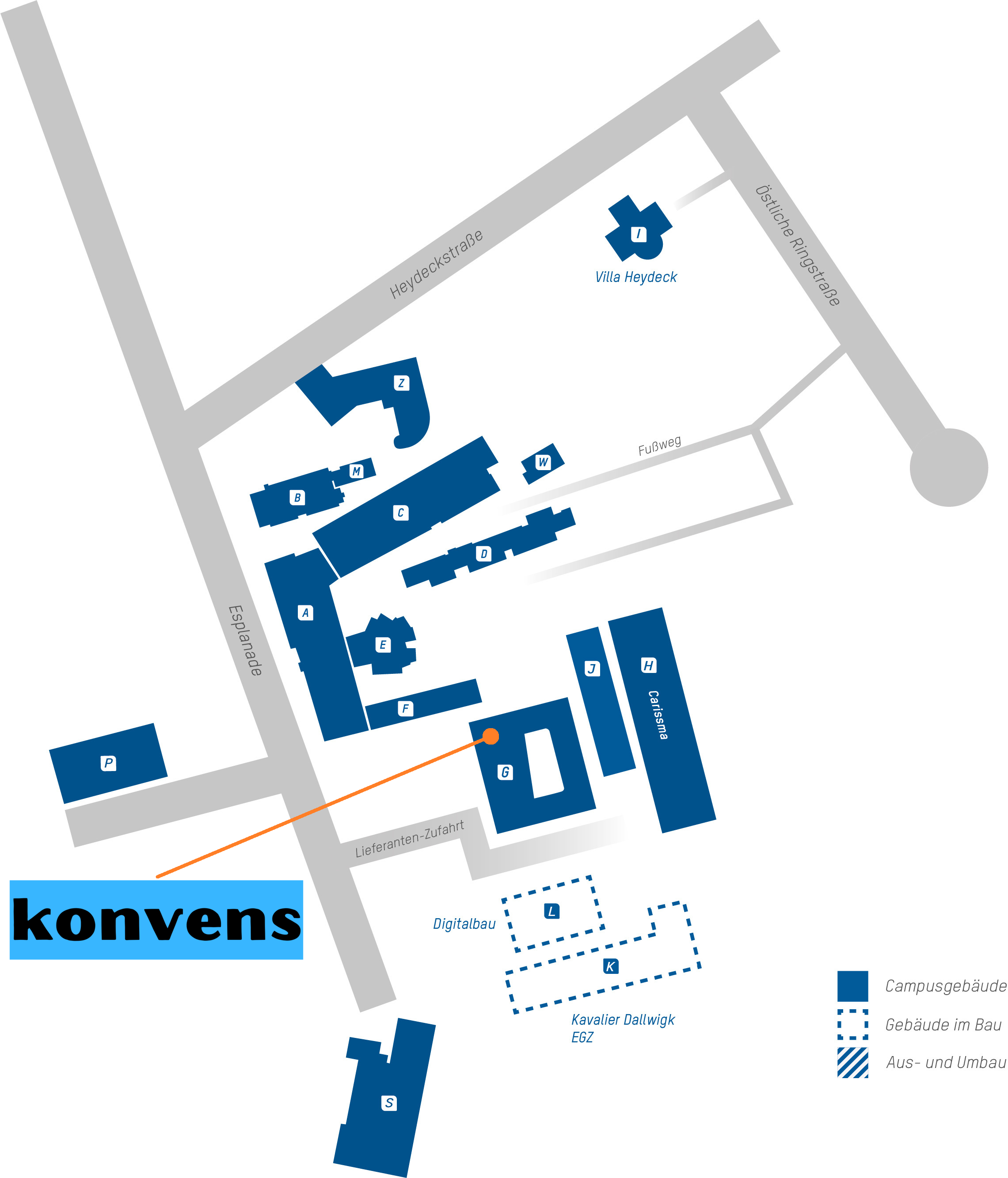 THI campus map with konvens location