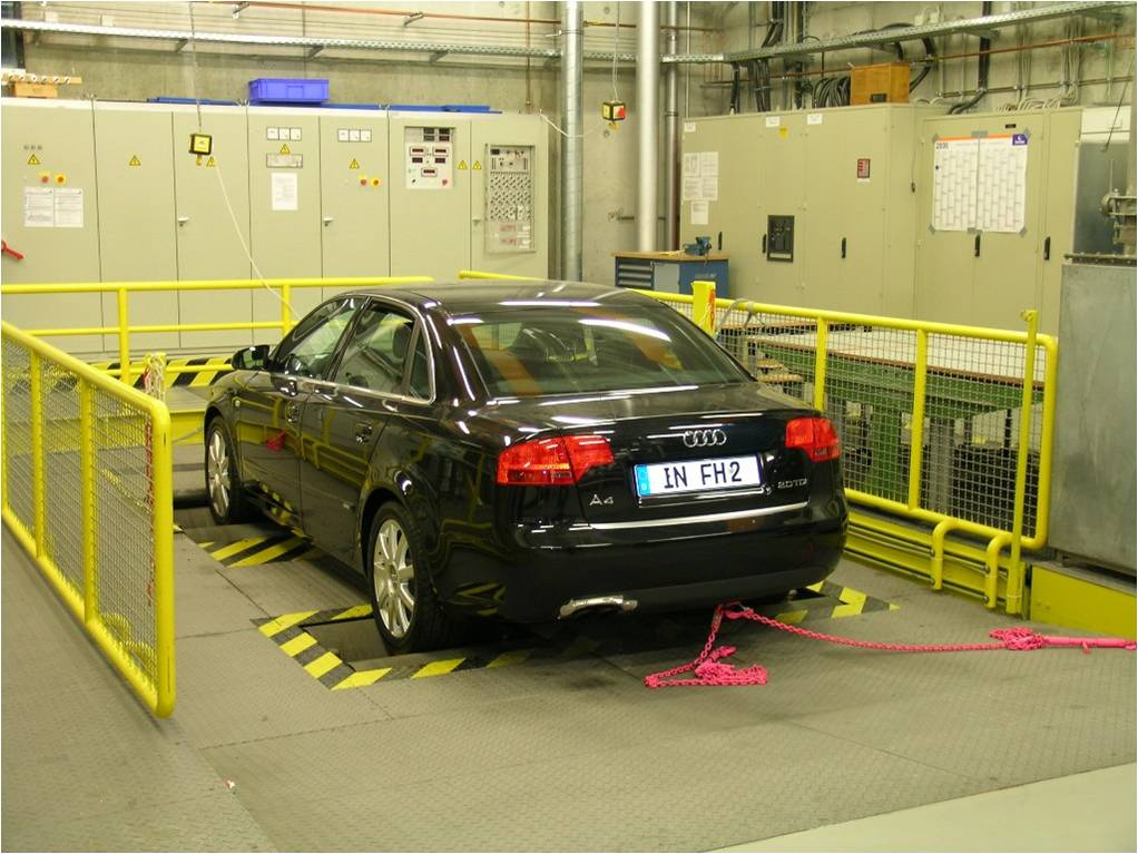 Vehicle in laboratory for engines and drivetrain