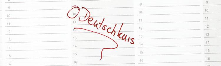 A weekly calendar with the entry "Deutschkurs"